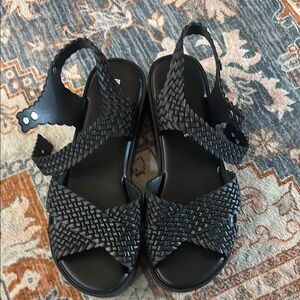 Melissa + Salinas Black Platform Woven Jelly Sandals